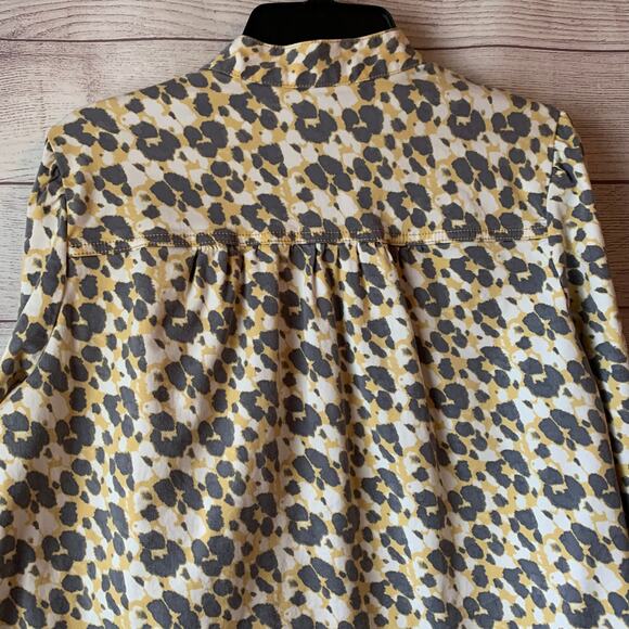 Cabi Providence Shirt Jacket Yellow Gray Leopard Print Safari Shacket Size M - Picture 8 of 16